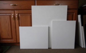 three sizes of canvas