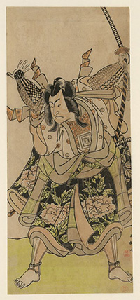 Woodcut print of Japanese Warrior